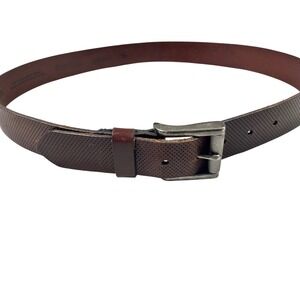 1901 Nordstrom Mens Dark Brown Perforated Leather Belt Size 36 Made in USA